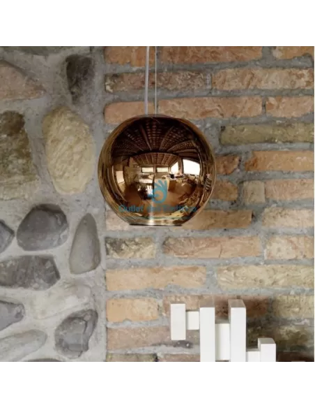 FontanaArte 3644/1OO Large gold globe pendant lamp d°45